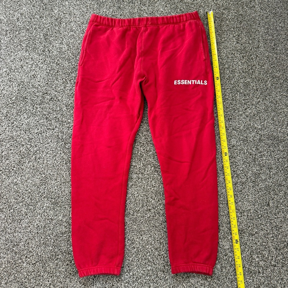 Essentials Red Fleece Sweatpants Men's XL Pockets Joggers Sports